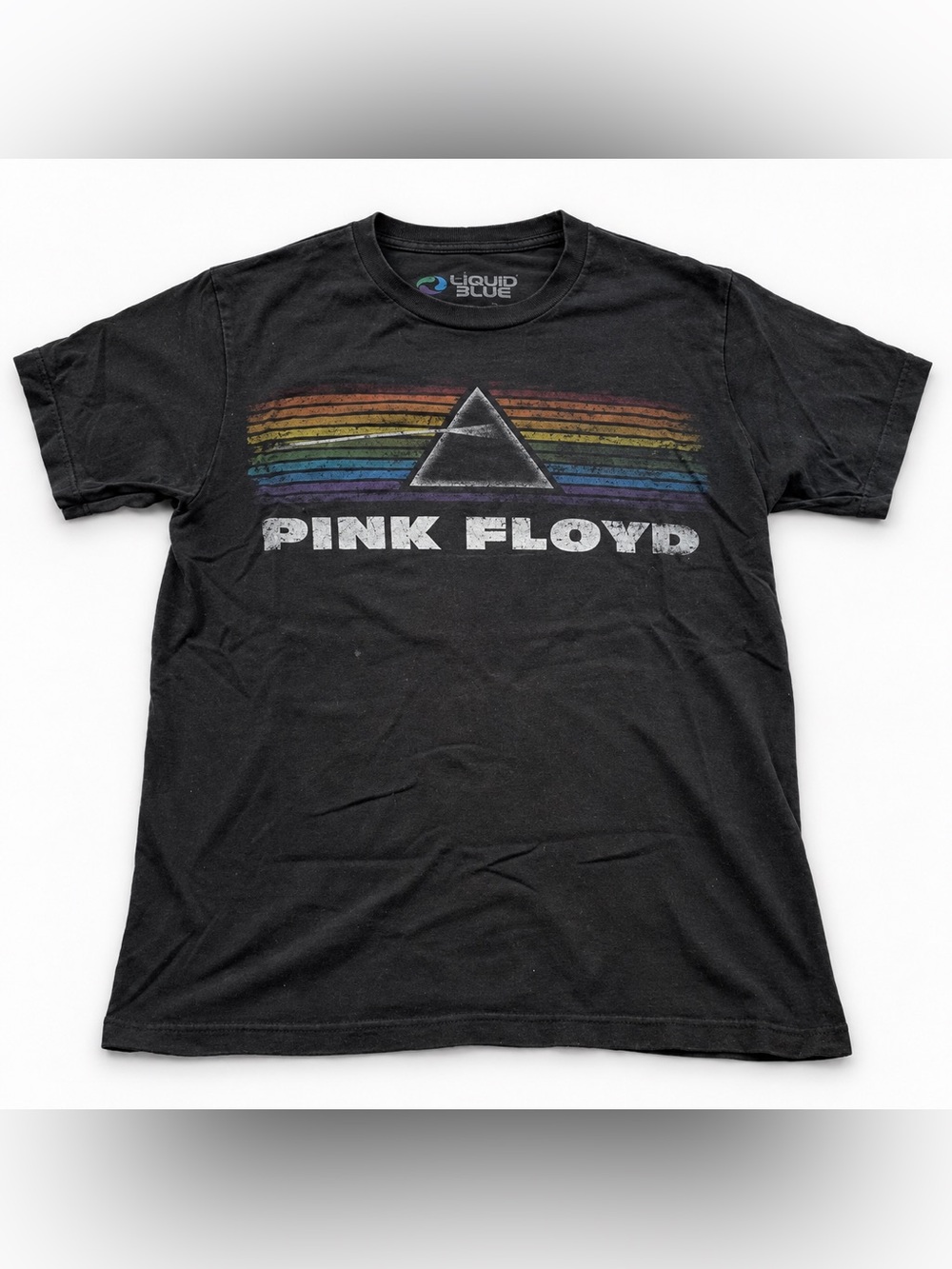 Pink Floyd Dark Side Moon T Shirt Mens M Liquid Blue Faded Black Prism Tee